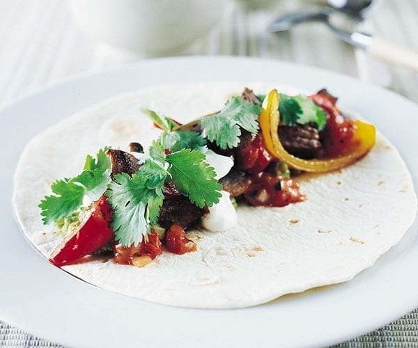 Steak fajitas on a plate