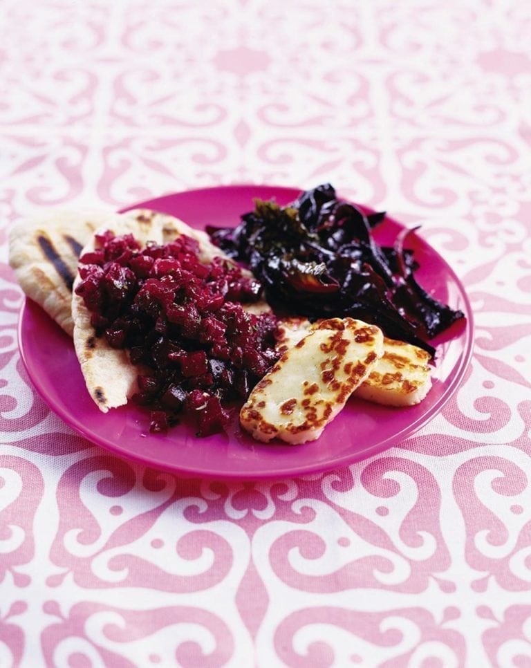 Minted beetroot with halloumi cheese