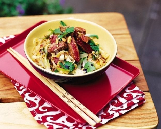 Beef and vegetable rice noodles