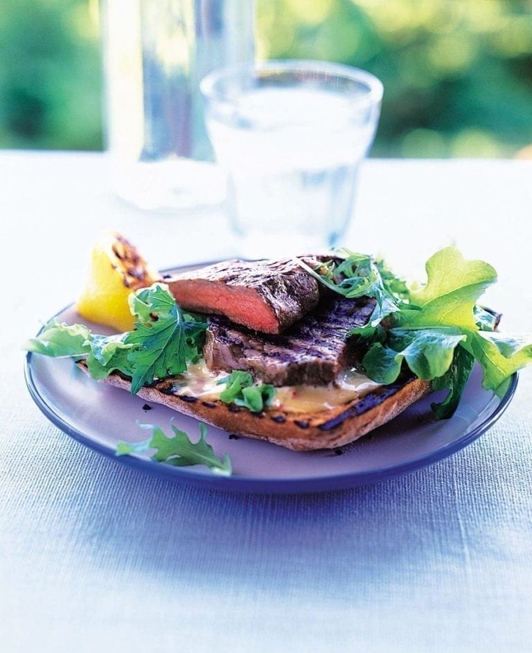 Steak bruschetta with Dijon mayonnaise