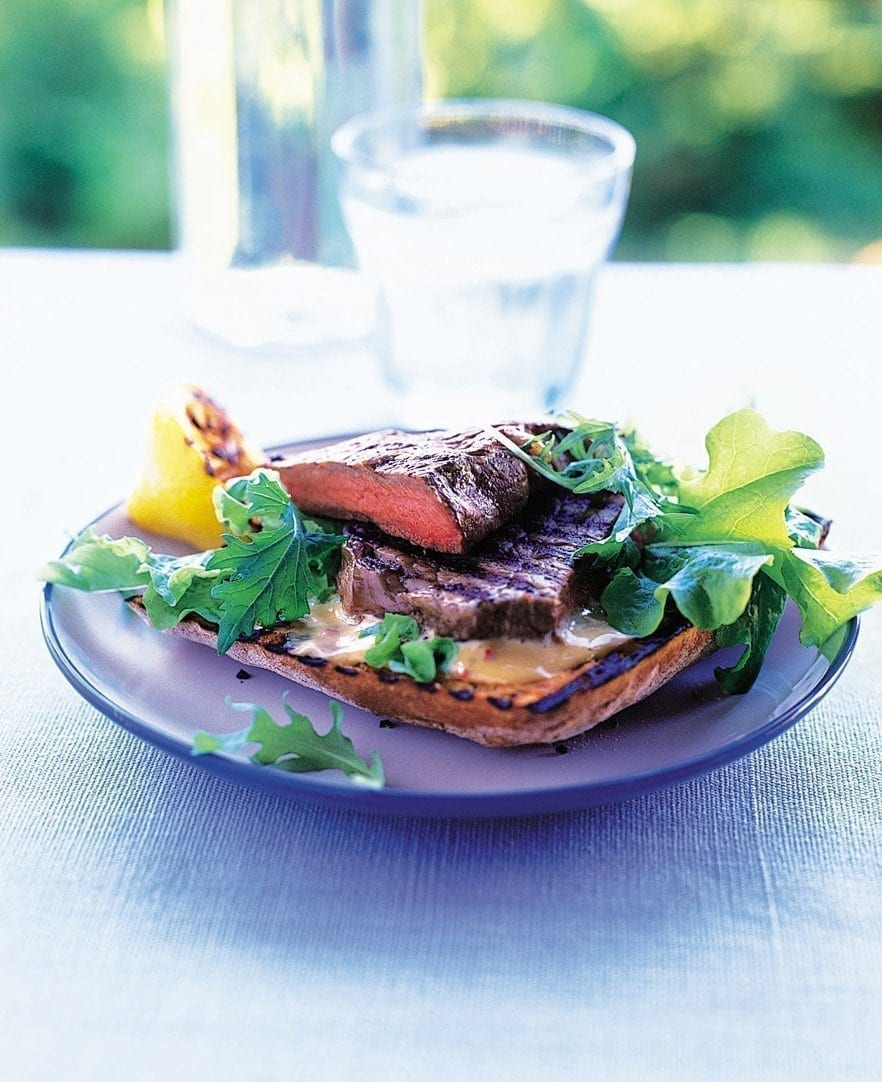 Steak bruschetta with Dijon mayonnaise recipe | delicious. magazine