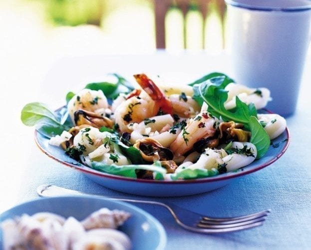 Seafood salad with lime and chilli salsa