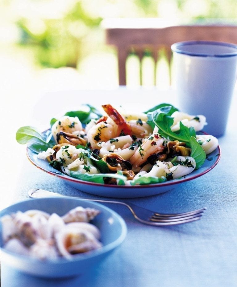 Seafood salad with lime and chilli salsa