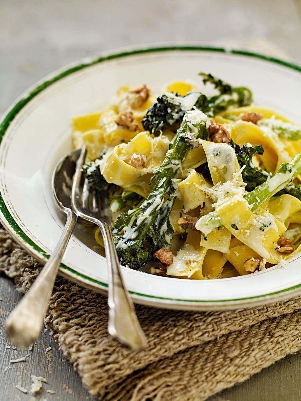 Rich pappardelle with purple sprouting broccoli recipe | delicious. magazine