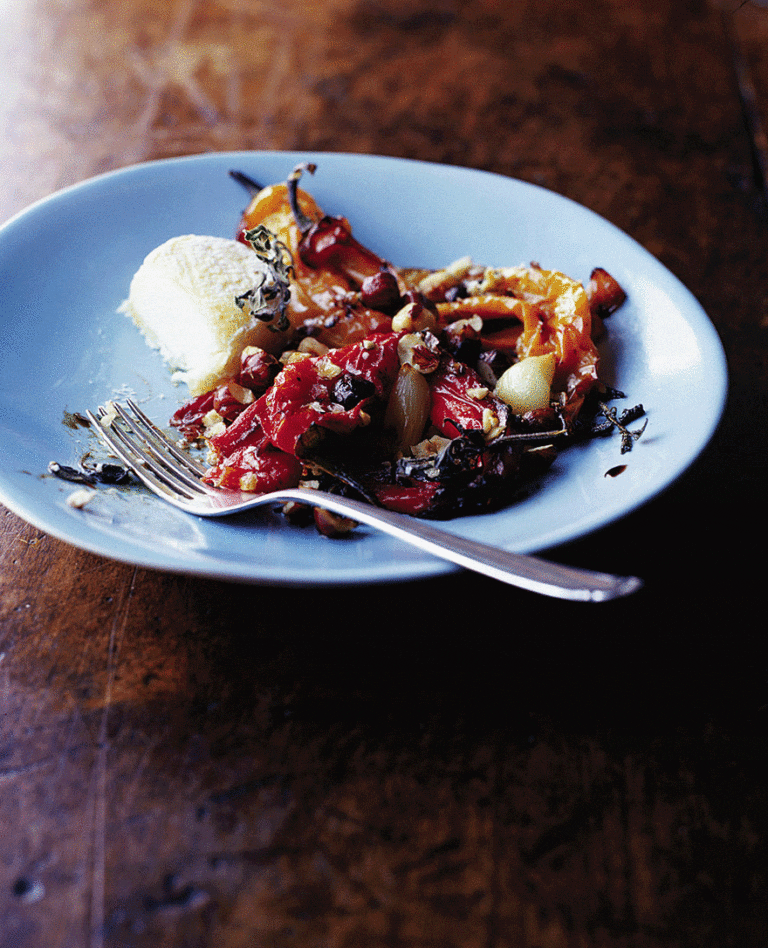 Roast pepper and garlic salad with hazelnuts