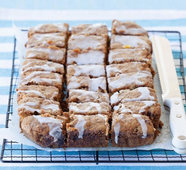 Carrot, fruit and nut slices