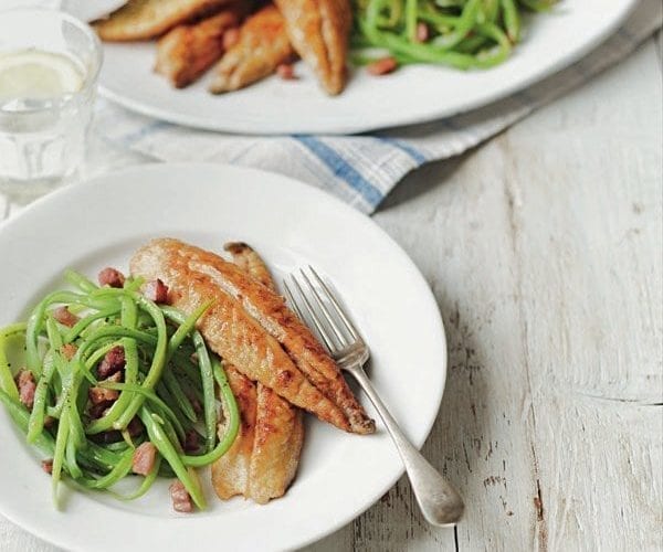 Pan-fried mackerel with runner bean salad