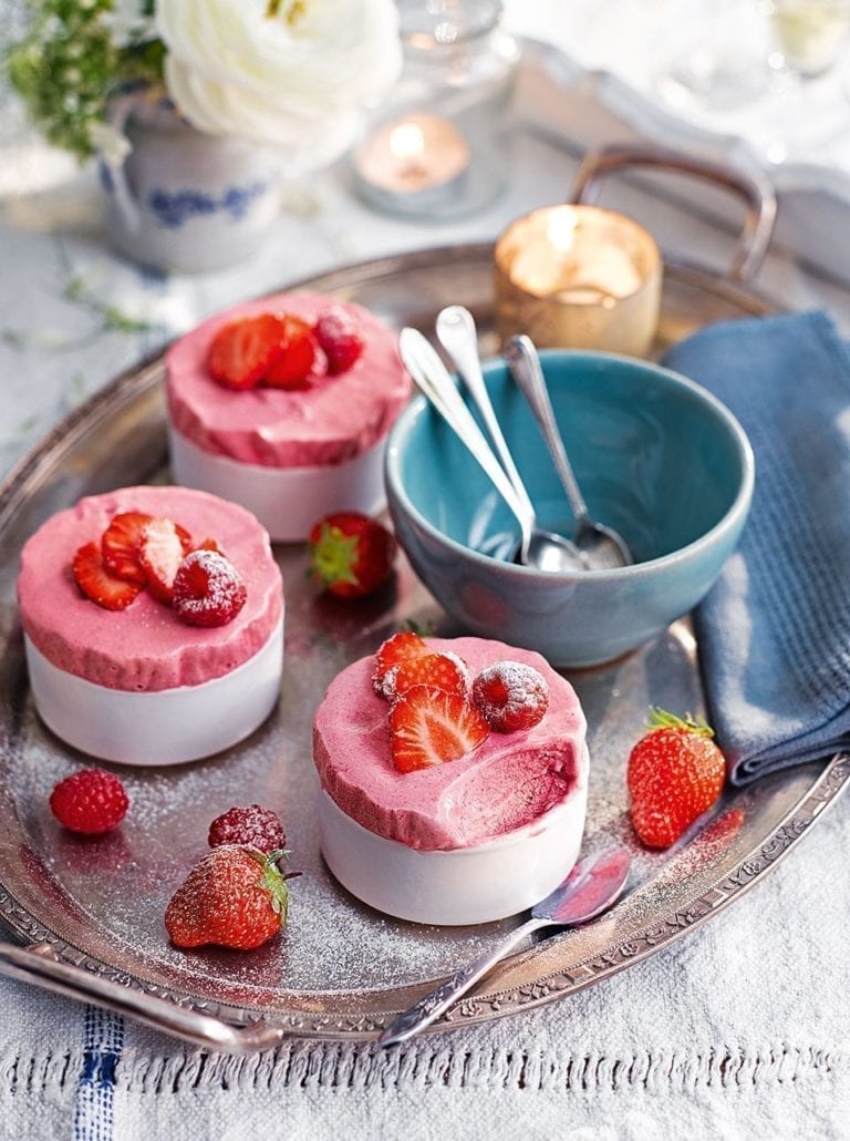 Iced red berry soufflés