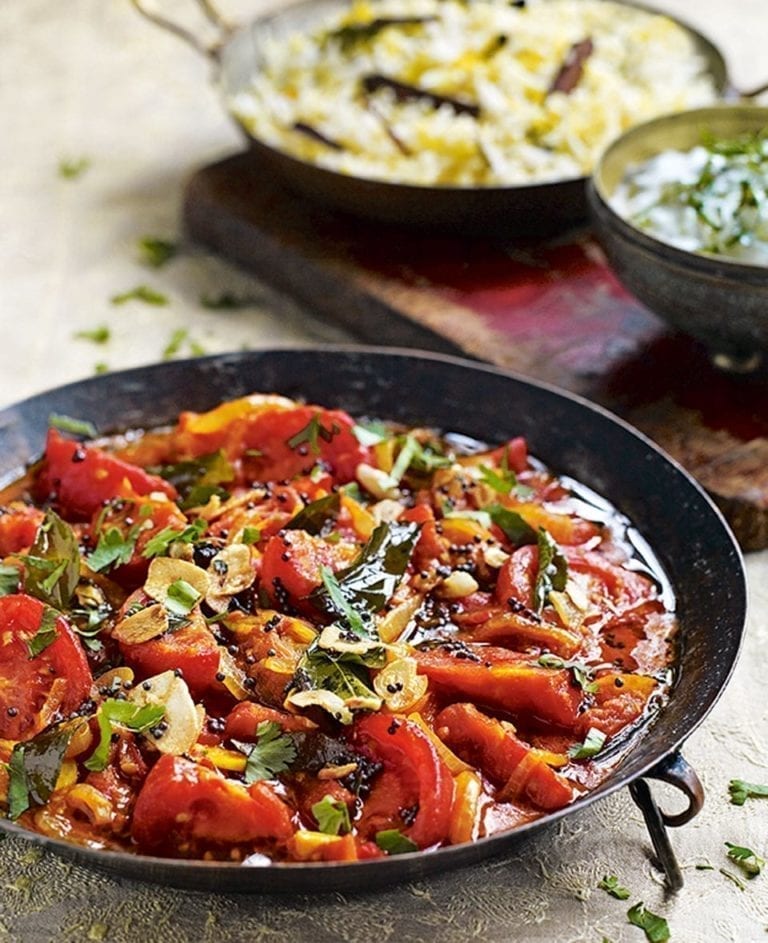 Tomato curry with black mustard seeds