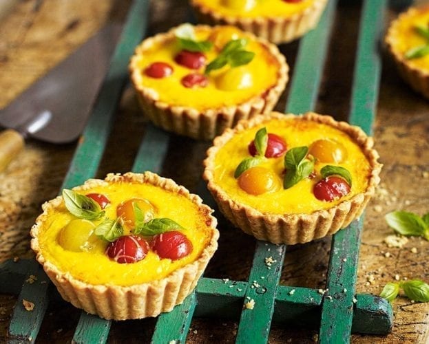 Tomato, saffron and parmesan tartlets