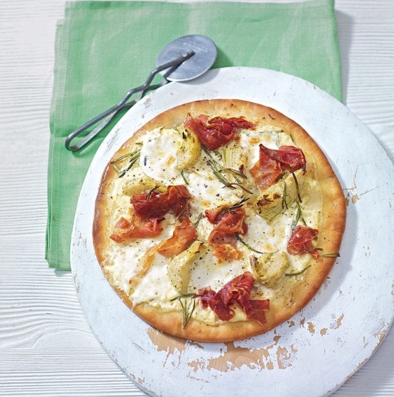 Artichoke and parma ham pizza