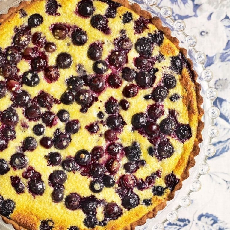 Scandinavian blueberry and soured cream tart