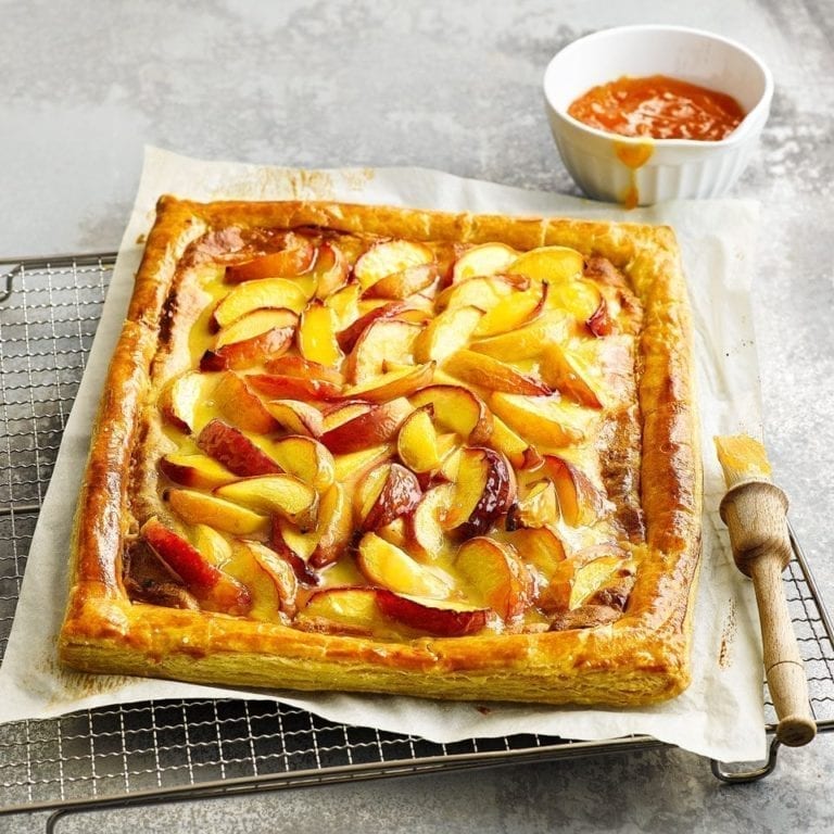 Peach and marzipan tart