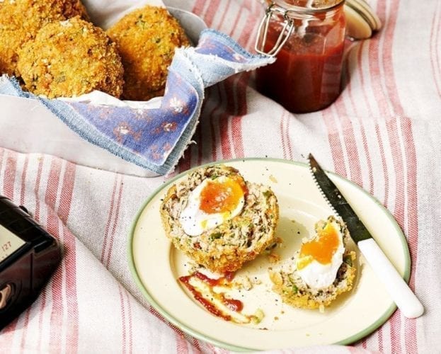 Smoked haddock scotch eggs with lemon mayo