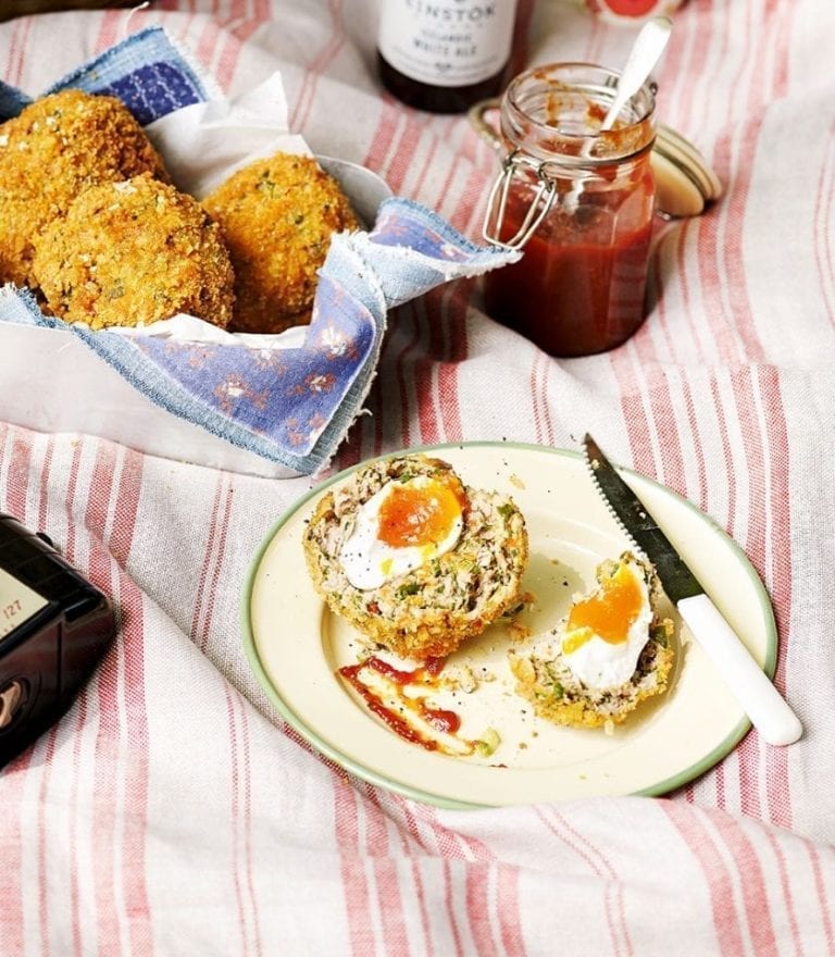 Smoked paprika and spring onion scotch eggs