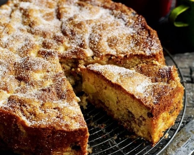 Chunky apple, raisin, walnut and cider cake