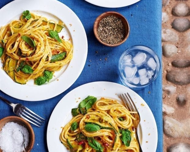 Pasta with courgettes, bottarga and lemon zest