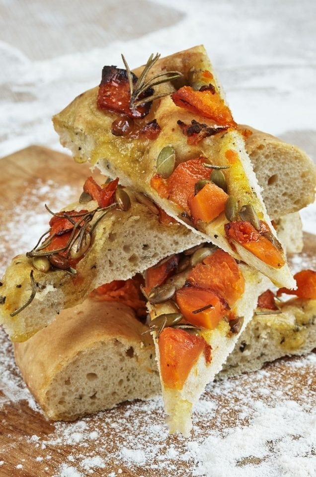 Pumpkin, rosemary and pumpkin seed focaccia