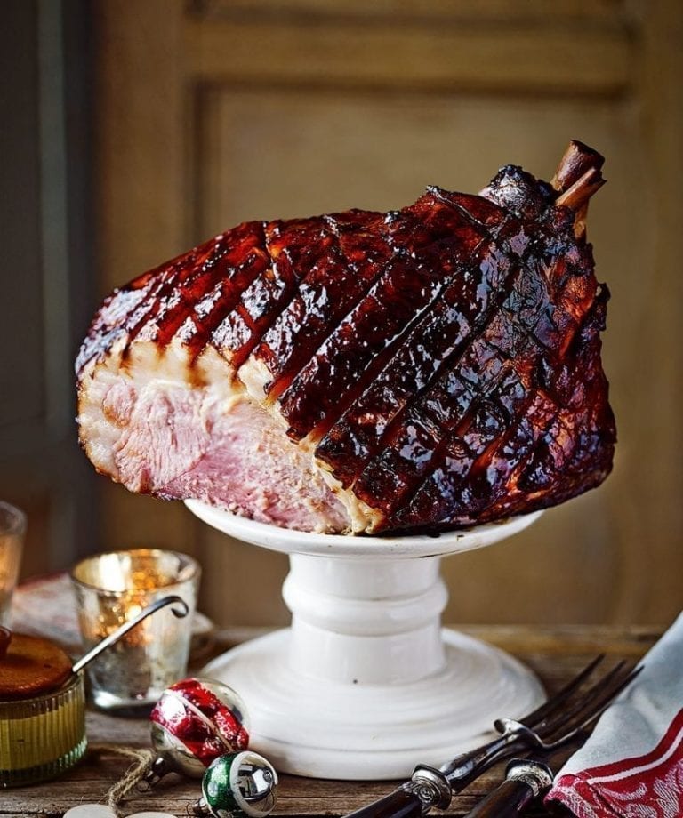 Treacle-roast ham with spiced rum glaze