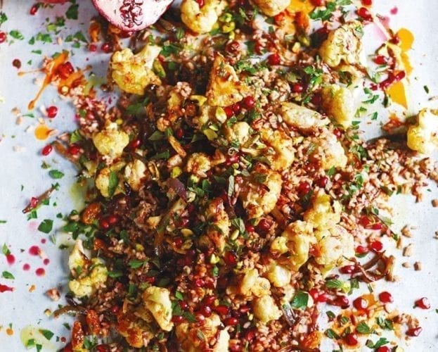 Roast cauliflower, kale and goat’s cheese salad