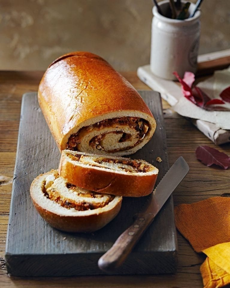 Swirled butternut squash, feta and sage loaf