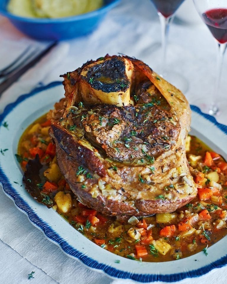 Slow-cooked beef shin in ale