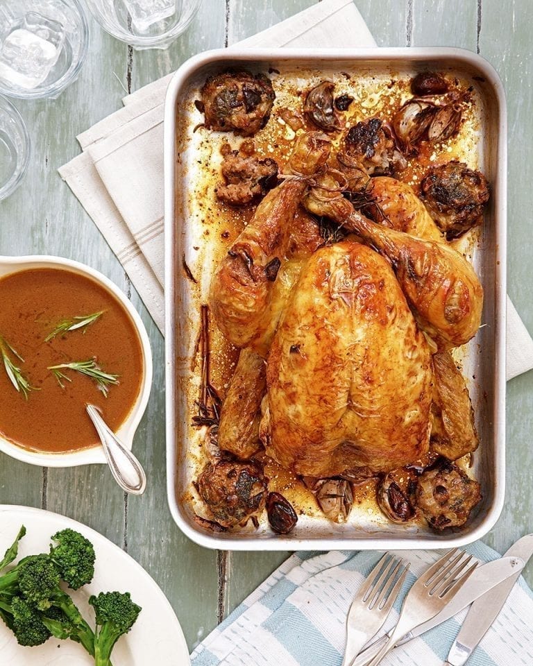 Mum’s roast chicken with lemon and garlic