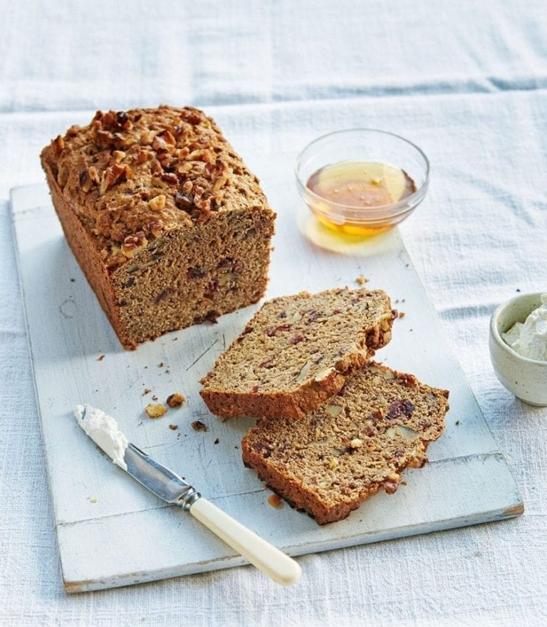 Apple, cranberry and walnut gluten-free loaf