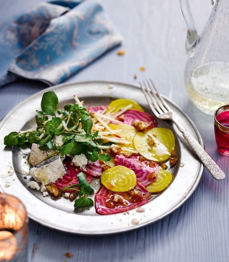 Heritage beetroot and candied walnut salad