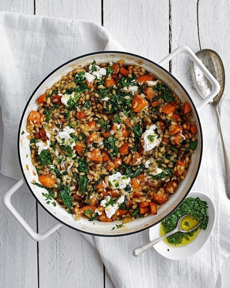 Sweet potato and barley pilaf