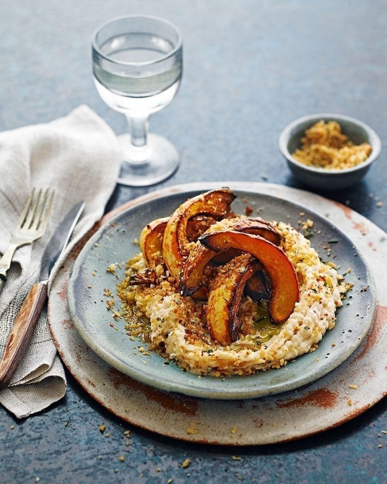 Roast squash with butterbean mash