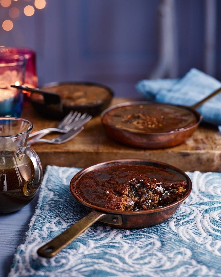 Sticky ginger and walnut puddings with butterscotch sauce