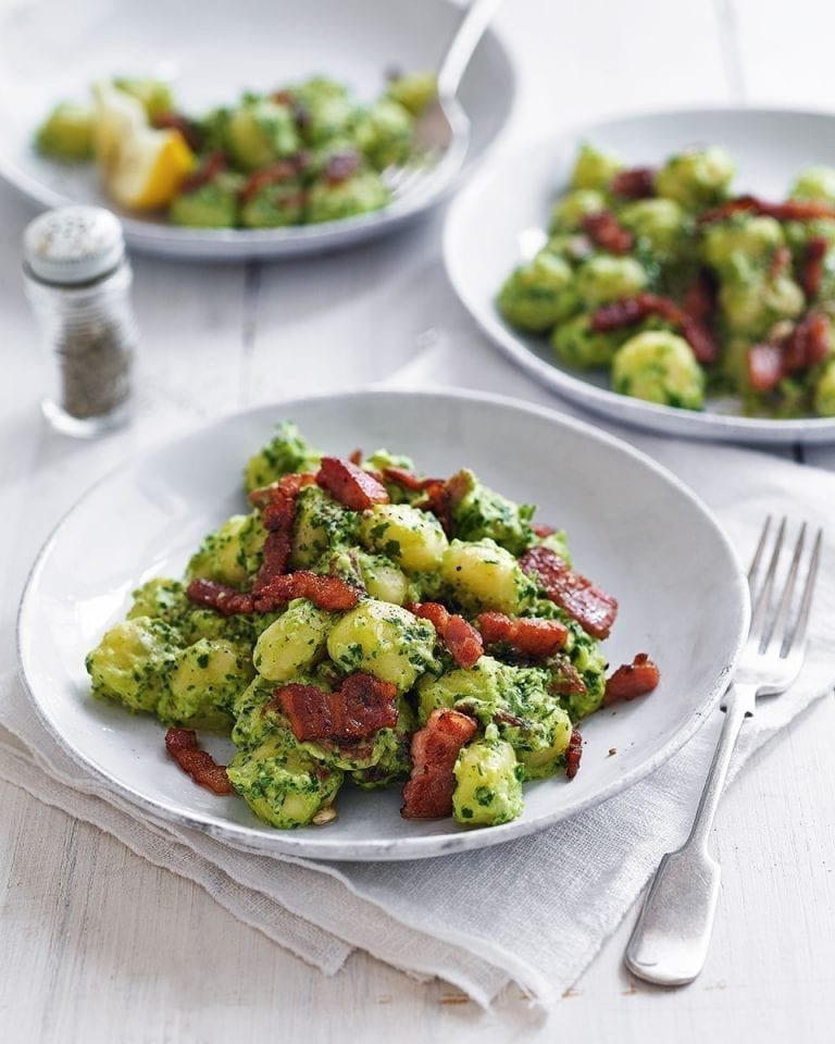 Gnocchi with lemon, kale and mascarpone pesto