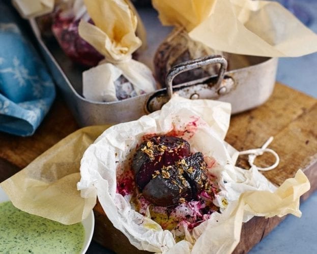 Paneer and roasted beet salad