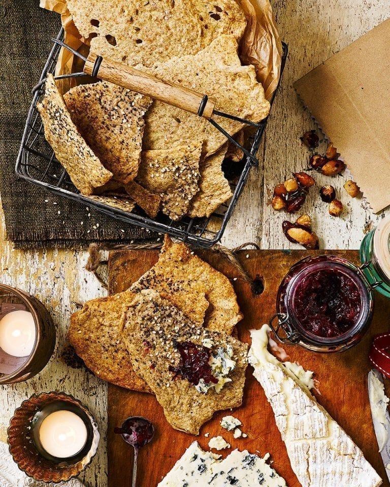 Seeded rye crackers