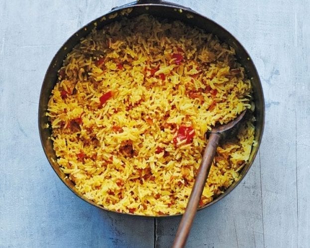 Cauliflower and lentil pilau with mango lassi