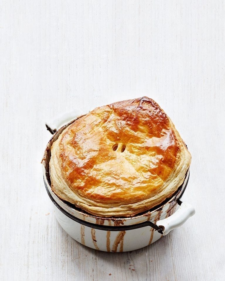 Beef cheek and ale pie with chocolate