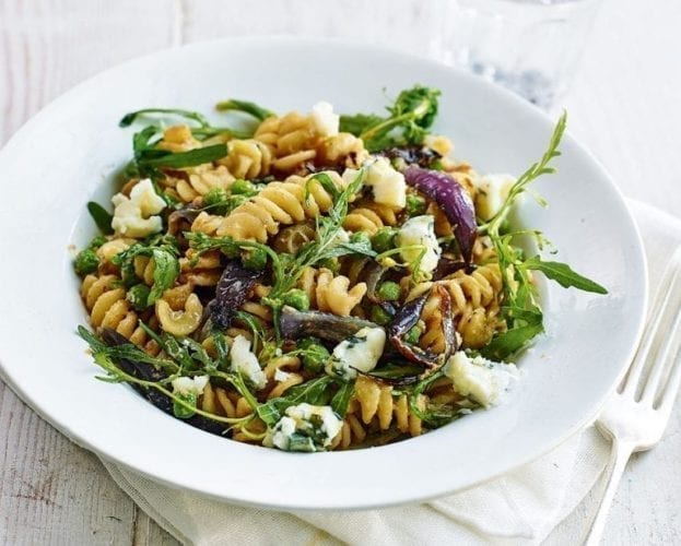 Roasted red onion, walnut and blue cheese pasta