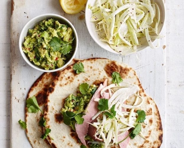 Maple and chilli pork wraps with smoky mayo