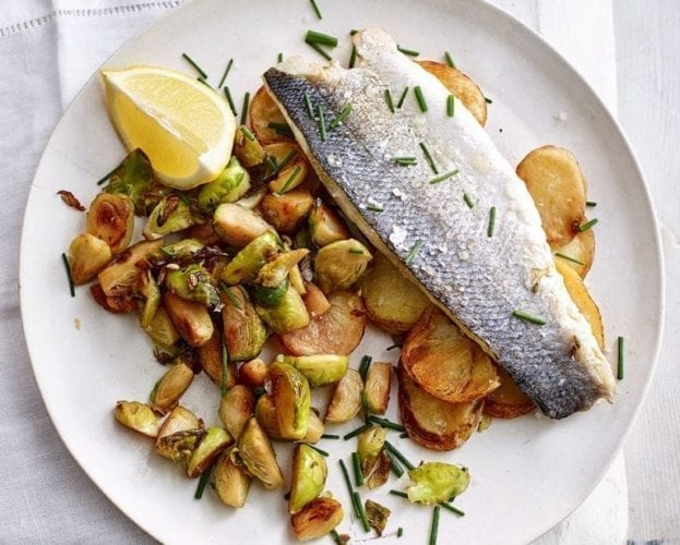 sea bass with sprouts