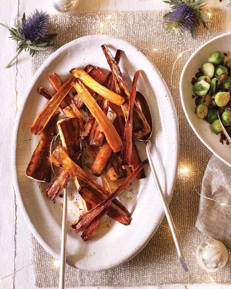 Balsamic and brown sugar roast carrots and parsnips