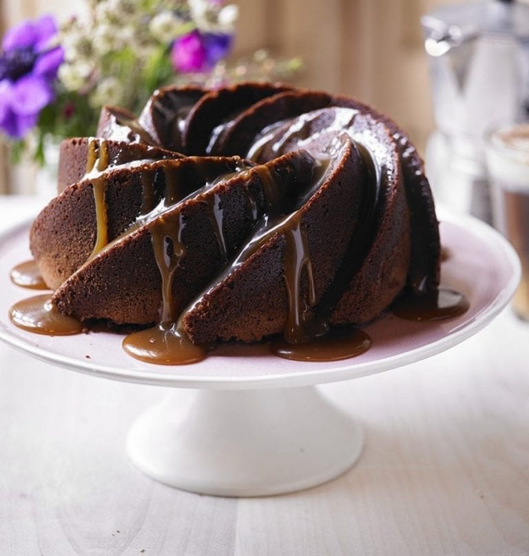 Chocolate and Baileys caramel bundt cake