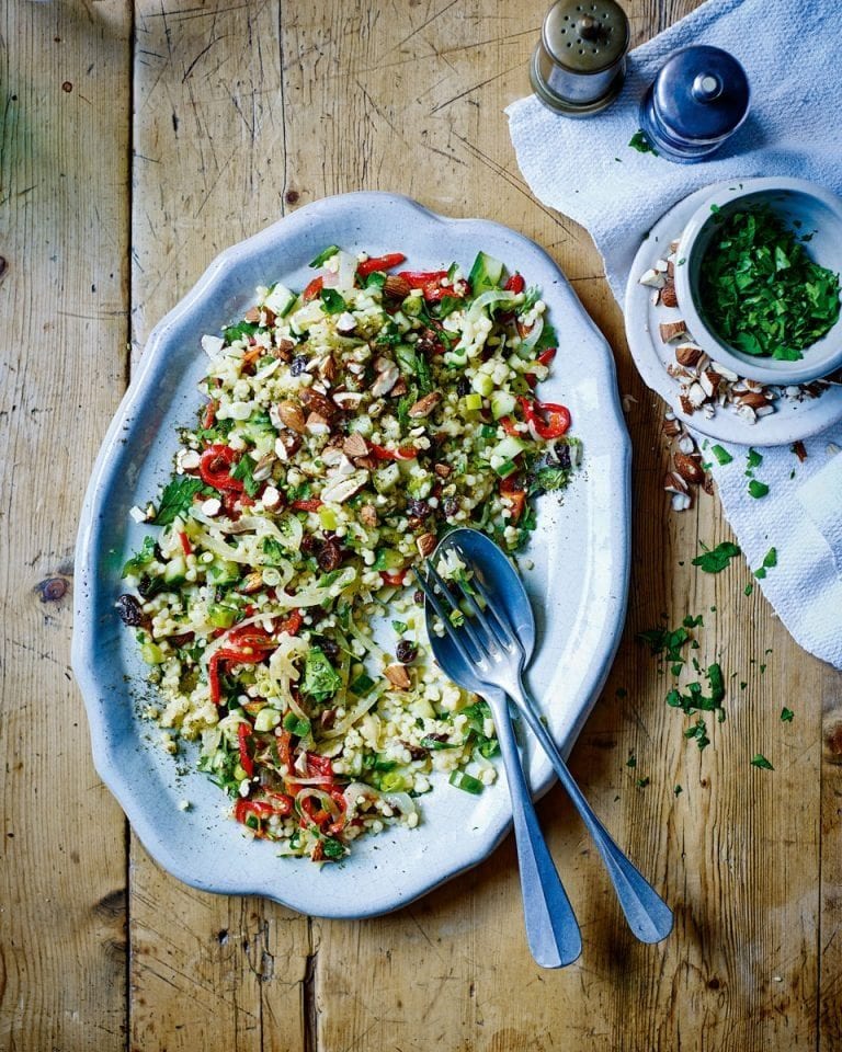 Palestinian maftoul salad