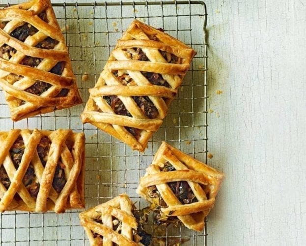 Greek cheese and veg lattice tarts