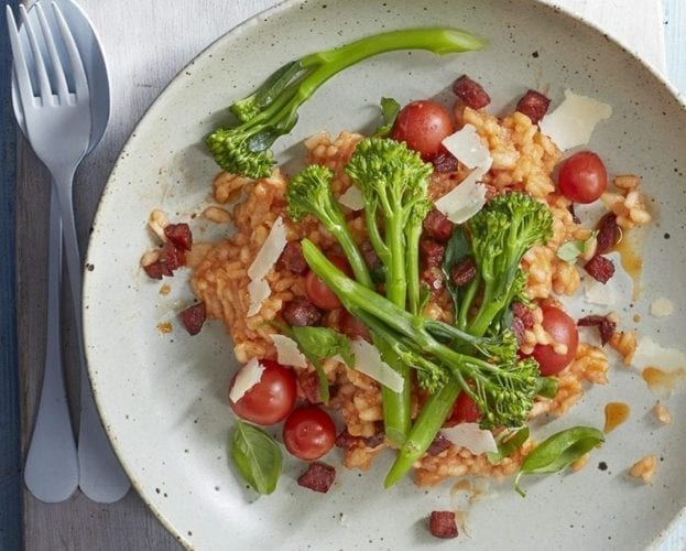 Mushroom and salami risotto