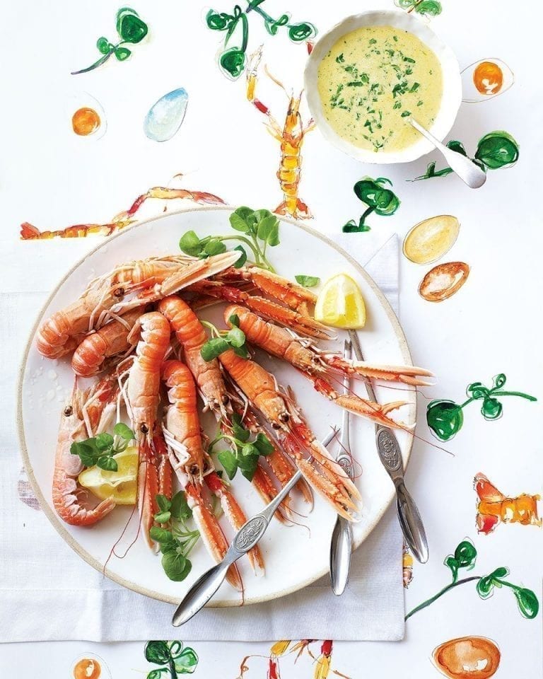 Langoustines with watercress and pastis hollandaise