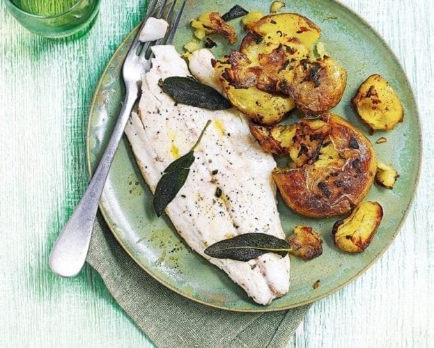 jersey royals with sea bass