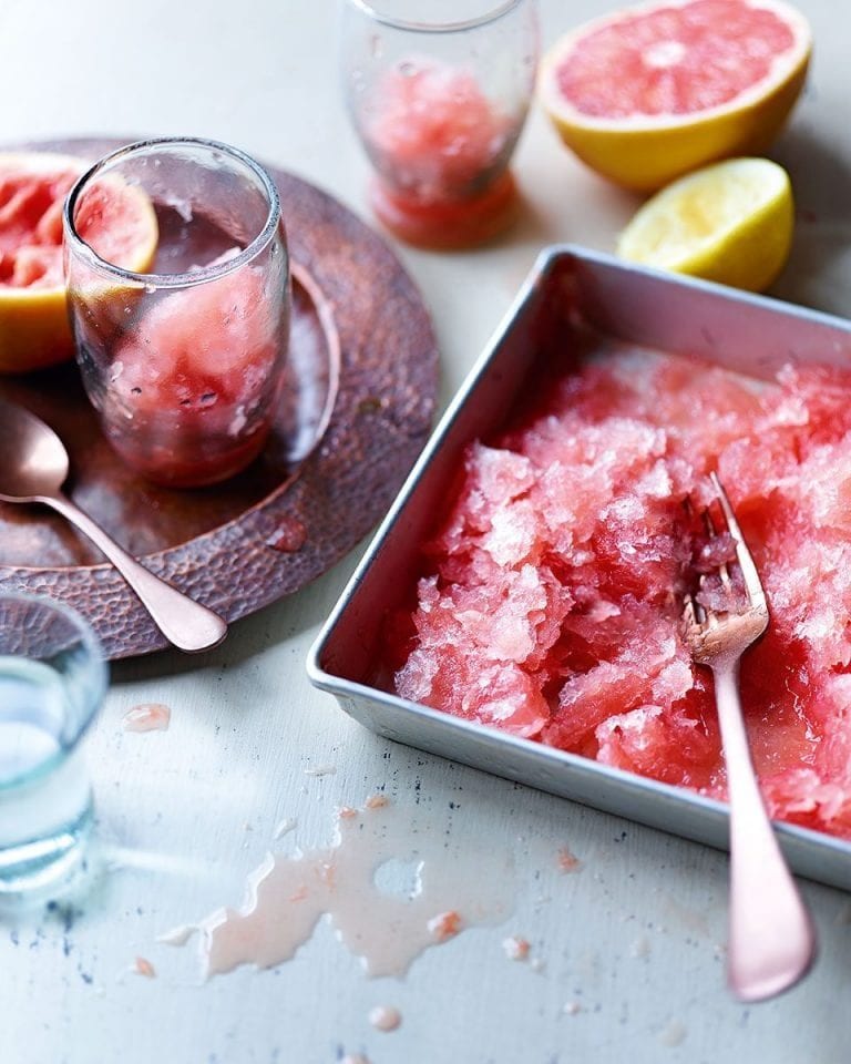 Campari and ruby grapefruit granita