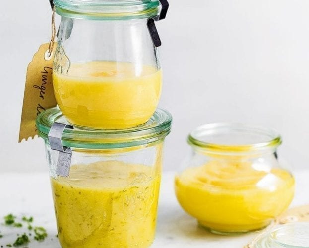 Lemon curd in glass jars