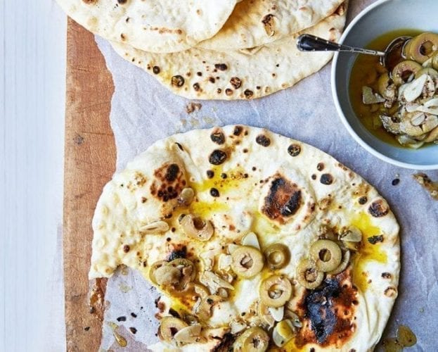 Garlic anchovy flatbreads